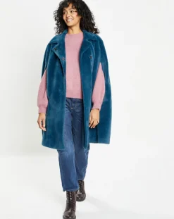 Lou Andrea Vestes, Blousons|Cape en Fausse Fourrure Mimi bleue