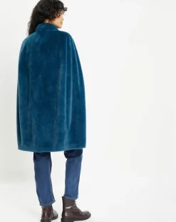 Lou Andrea Vestes, Blousons|Cape en Fausse Fourrure Mimi bleue
