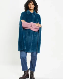 Lou Andrea Vestes, Blousons|Cape en Fausse Fourrure Mimi bleue