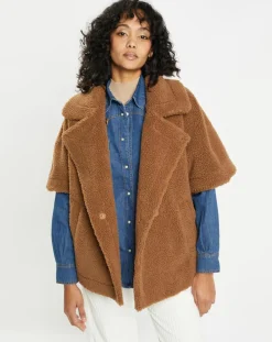 Lou Andrea Vestes, Blousons|Cape en Fausse Fourrure marron