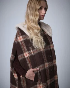 Manoush Manteaux|Cape en Laine mélangée Pilou Tartan unique