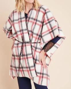 Le Chat Vestes, Blousons|Cape Essentiel à carreaux écru/rouge/noir