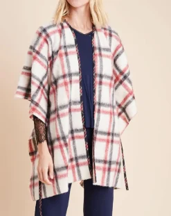 Le Chat Vestes, Blousons|Cape Essentiel à carreaux écru/rouge/noir