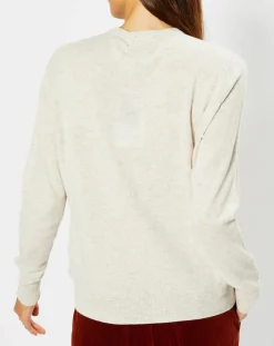 Galeries Lafayette Gilets Et Cardigans|Cardigan 100% Cachemire Cacao col rond gris beige chiné