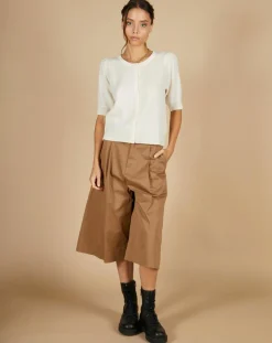 Cashmere Tribu Gilets Et Cardigans|Cardigan 100% Cachemire Claire manches ballon écru