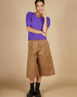 Cashmere Tribu Gilets Et Cardigans|Cardigan 100% Cachemire Claire manches ballon violet