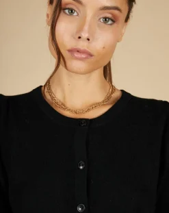 Cashmere Tribu Gilets Et Cardigans|Cardigan 100% Cachemire Claire manches ballon noir