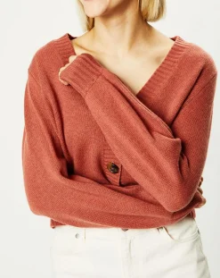 Galeries Lafayette Gilets Et Cardigans|Cardigan 100% Cachemire Dimitri col V vieux rose