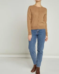 MAX&MOI Gilets Et Cardigans|Cardigan 100% Cachemire Sonia beige chiné