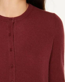 Galeries Lafayette Gilets Et Cardigans|Cardigan 100% Cachemire Yacao col rond rouge foncé