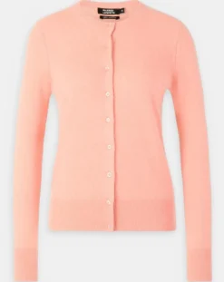 Galeries Lafayette Gilets Et Cardigans|Cardigan 100% Cachemire Yacao col rond rose saumon
