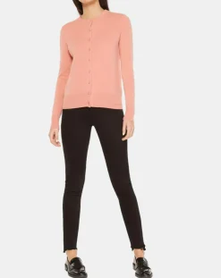 Galeries Lafayette Gilets Et Cardigans|Cardigan 100% Cachemire Yacao col rond rose saumon