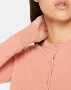 Galeries Lafayette Gilets Et Cardigans|Cardigan 100% Cachemire Yacao col rond rose saumon