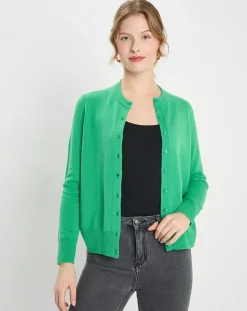 Galeries Lafayette Gilets Et Cardigans|Cardigan 100% Cachemire Zacao vert emeraude