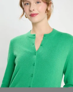 Galeries Lafayette Gilets Et Cardigans|Cardigan 100% Cachemire Zacao vert emeraude