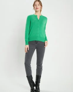 Galeries Lafayette Gilets Et Cardigans|Cardigan 100% Cachemire Zacao vert emeraude