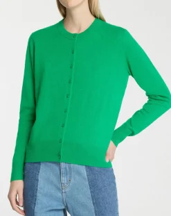 Galeries Lafayette Gilets Et Cardigans|Cardigan 100% Cachemire Zacao vert emeraude