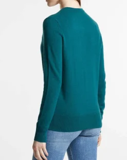 Galeries Lafayette Gilets Et Cardigans|Cardigan 100% Cachemire Zacao col rond bleu/vert