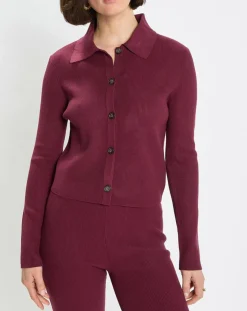 Marc O'Polo Gilets Et Cardigans|Cardigan col polo rouge foncé