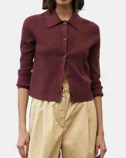 Marc O'Polo Gilets Et Cardigans|Cardigan col polo rouge foncé