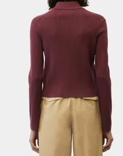 Marc O'Polo Gilets Et Cardigans|Cardigan col polo rouge foncé