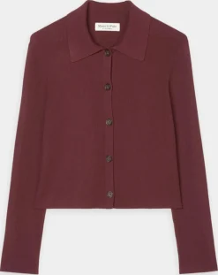 Marc O'Polo Gilets Et Cardigans|Cardigan col polo rouge foncé