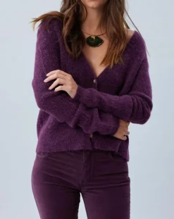 Lauren Vidal Gilets Et Cardigans|Cardigan Elsa aubergine