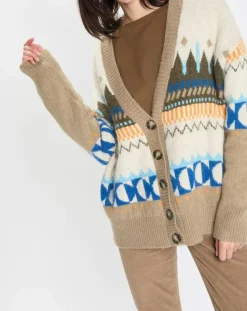 Marc O'Polo Gilets Et Cardigans|Cardigan en Alpaga, Laine & Cachemire mélangés jacquard graphique multicolore