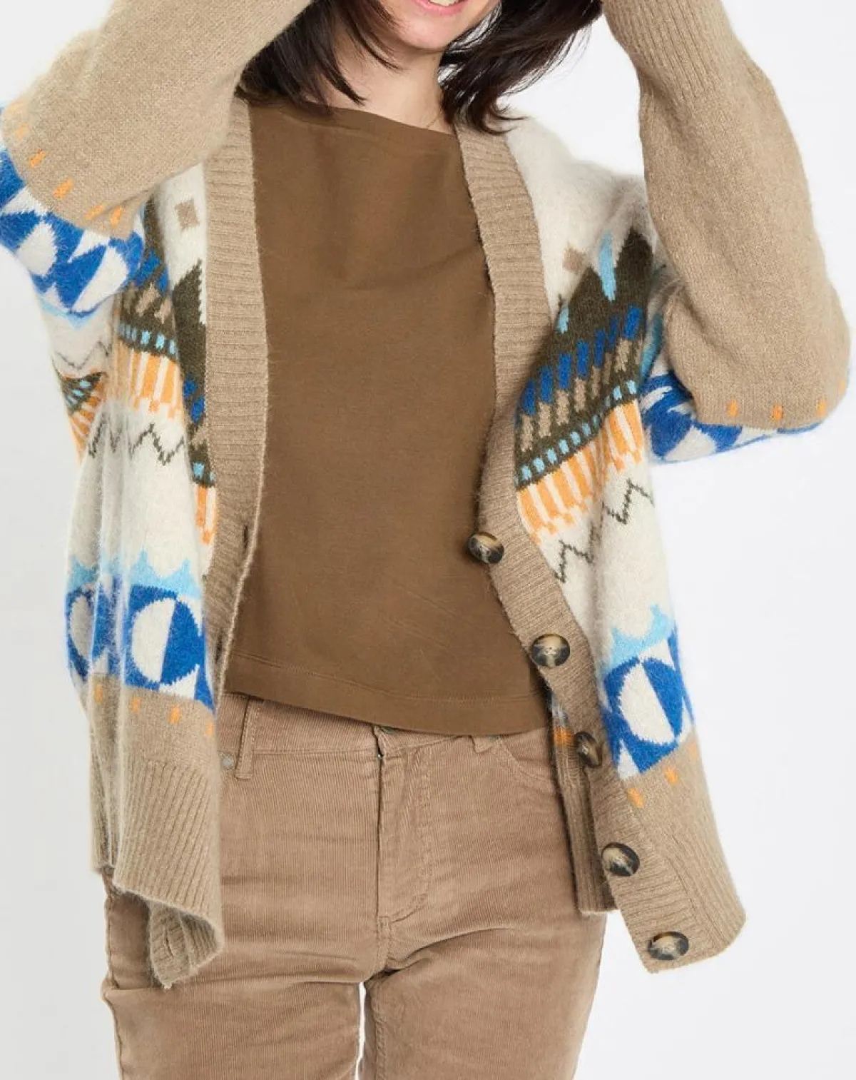 Marc O'Polo Gilets Et Cardigans|Cardigan en Alpaga, Laine & Cachemire mélangés jacquard graphique multicolore