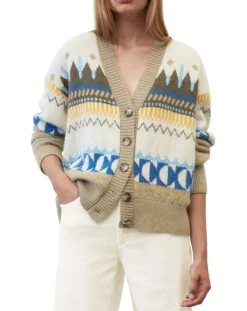 Marc O'Polo Gilets Et Cardigans|Cardigan en Alpaga, Laine & Cachemire mélangés jacquard graphique multicolore