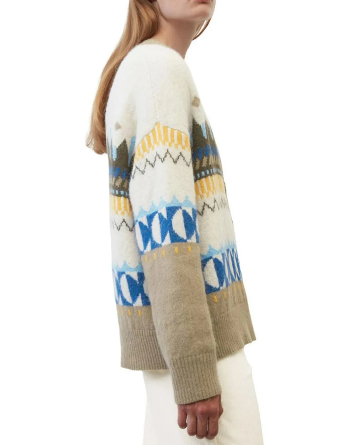 Marc O'Polo Gilets Et Cardigans|Cardigan en Alpaga, Laine & Cachemire mélangés jacquard graphique multicolore