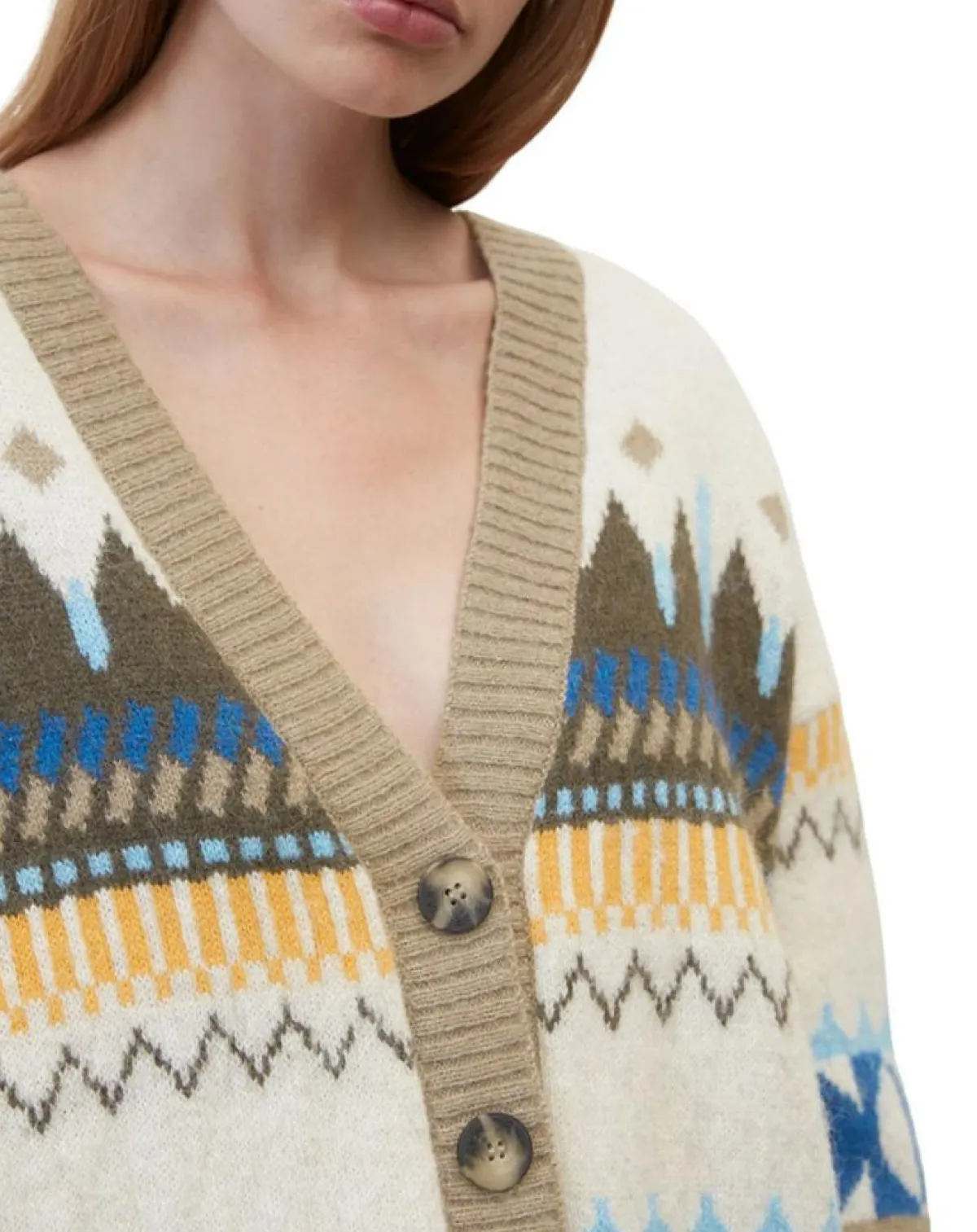 Marc O'Polo Gilets Et Cardigans|Cardigan en Alpaga, Laine & Cachemire mélangés jacquard graphique multicolore