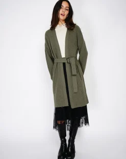 C & JO Cachemire Gilets Et Cardigans|Cardigan en Cachemire mélangé Béatrice kaki