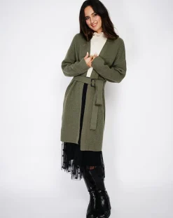 C & JO Cachemire Gilets Et Cardigans|Cardigan en Cachemire mélangé Béatrice kaki