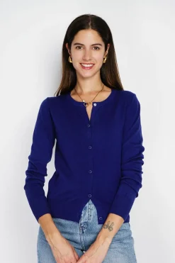 Assuili Gilets Et Cardigans|Cardigan en Cachemire mélangé ras de cou bleu nuit