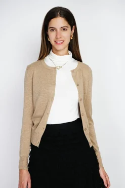 Assuili Gilets Et Cardigans|Cardigan en Cachemire mélangé ras de cou camel