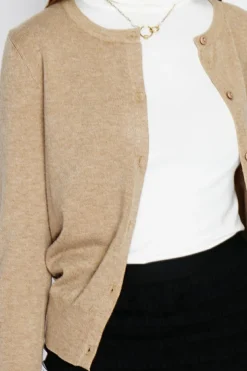 Assuili Gilets Et Cardigans|Cardigan en Cachemire mélangé ras de cou camel