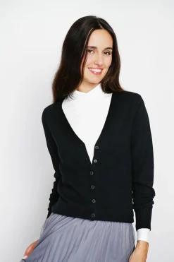 Assuili Gilets Et Cardigans|Cardigan en Cachemire mélangé col V noir