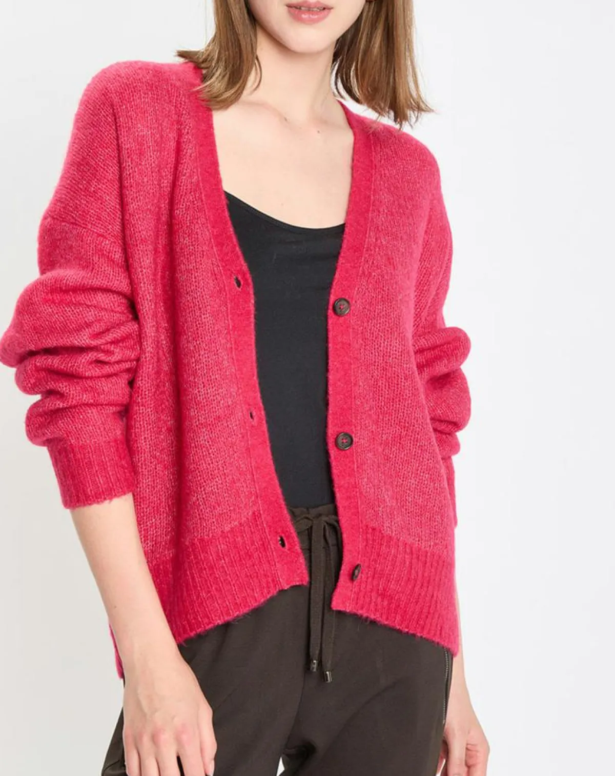 Marc O'Polo Gilets Et Cardigans|Cardigan en Laine & Alpaga mélangés framboise