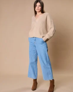 Oscar et Louise Gilets Et Cardigans|Cardigan en Laine & Cachemire mélangés Noémie beige chiné