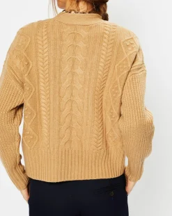 Galeries Lafayette Gilets Et Cardigans|Cardigan en Laine & Cachemire Fabiola T col V beige