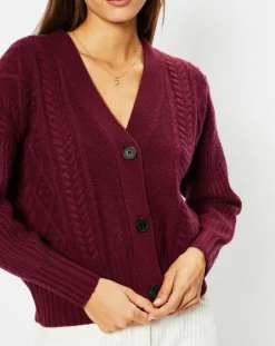 Galeries Lafayette Gilets Et Cardigans|Cardigan en Laine & Cachemire Fabiola T col V bordeaux