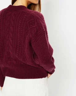 Galeries Lafayette Gilets Et Cardigans|Cardigan en Laine & Cachemire Fabiola T col V bordeaux
