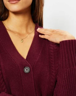 Galeries Lafayette Gilets Et Cardigans|Cardigan en Laine & Cachemire Fabiola T col V bordeaux