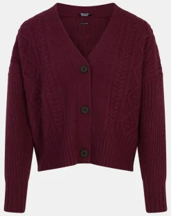 Galeries Lafayette Gilets Et Cardigans|Cardigan en Laine & Cachemire Fabiola T col V bordeaux