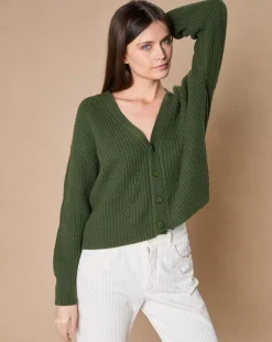 Oscar et Louise Gilets Et Cardigans|Cardigan en Laine & Cachemire mélangés Noémie kaki