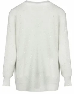 Lauren Vidal Gilets Et Cardigans|Cardigan en Laine & Mohair mélangés Basal à sequins blanc perle