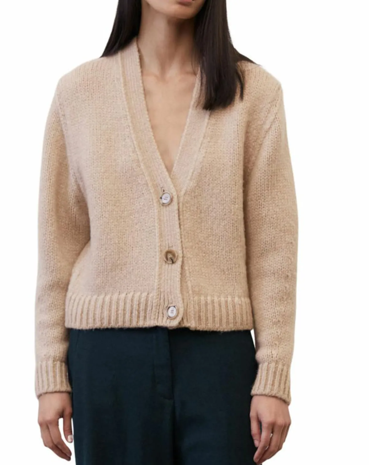 Marc O'Polo Gilets Et Cardigans|Cardigan en Laine mélangée beige