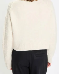 Marc O'Polo Gilets Et Cardigans|Cardigan en Laine mélangée à torsades écru