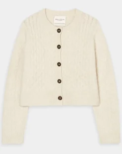 Marc O'Polo Gilets Et Cardigans|Cardigan en Laine mélangée à torsades écru